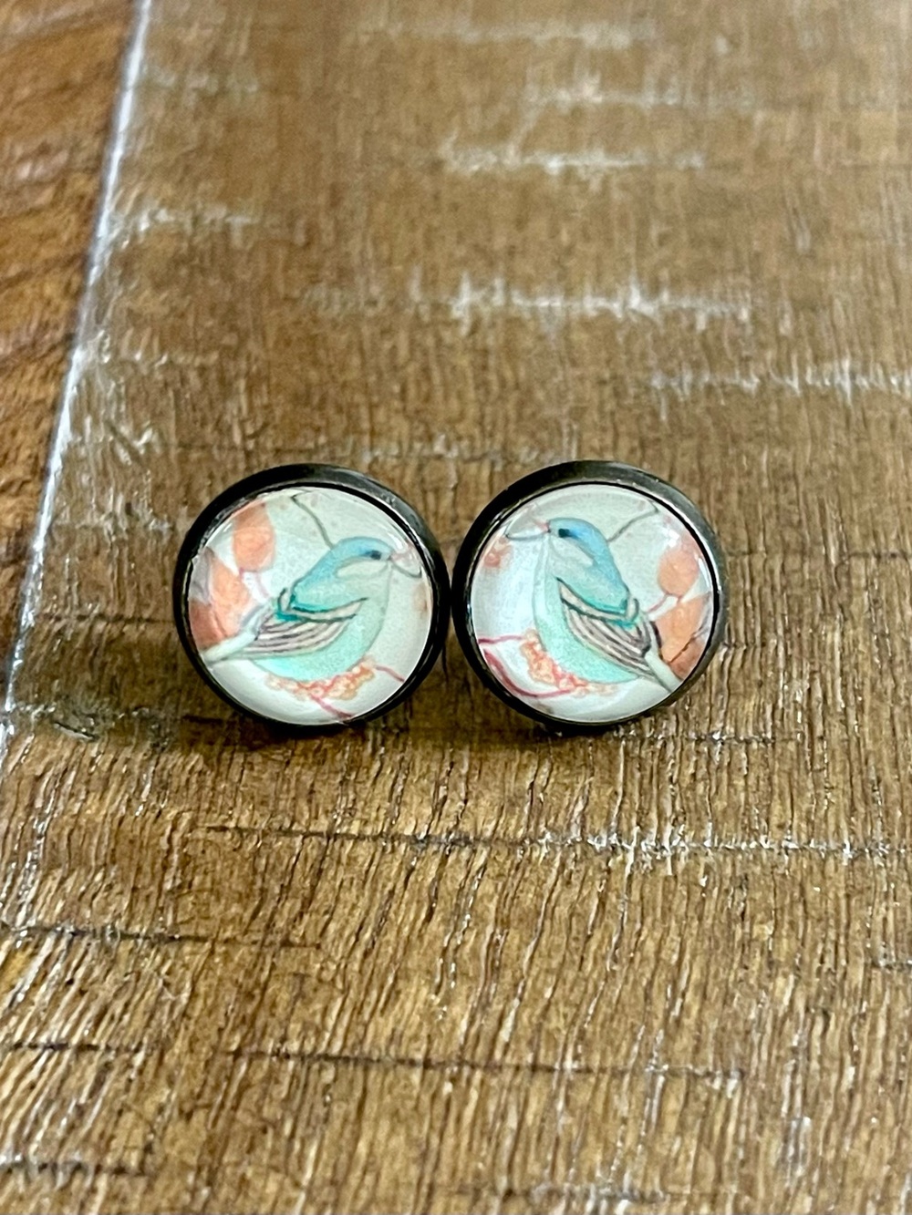 Bird Design 12mm Stud Earrings